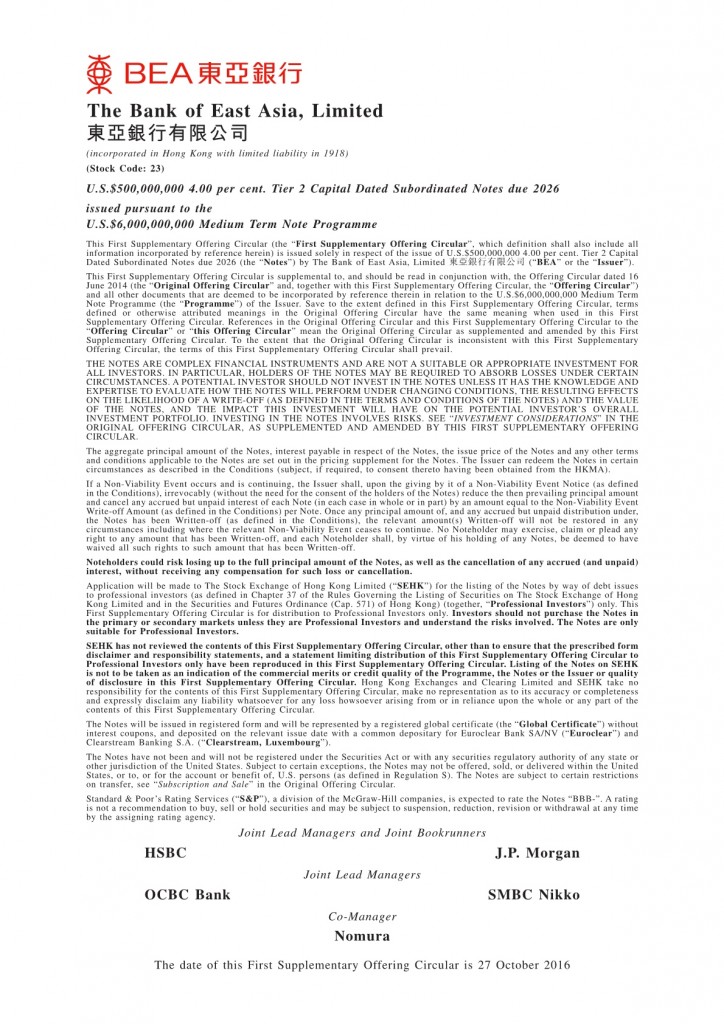 The Bank of East Asia, Limited