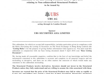 UBS AG – ADD BLD