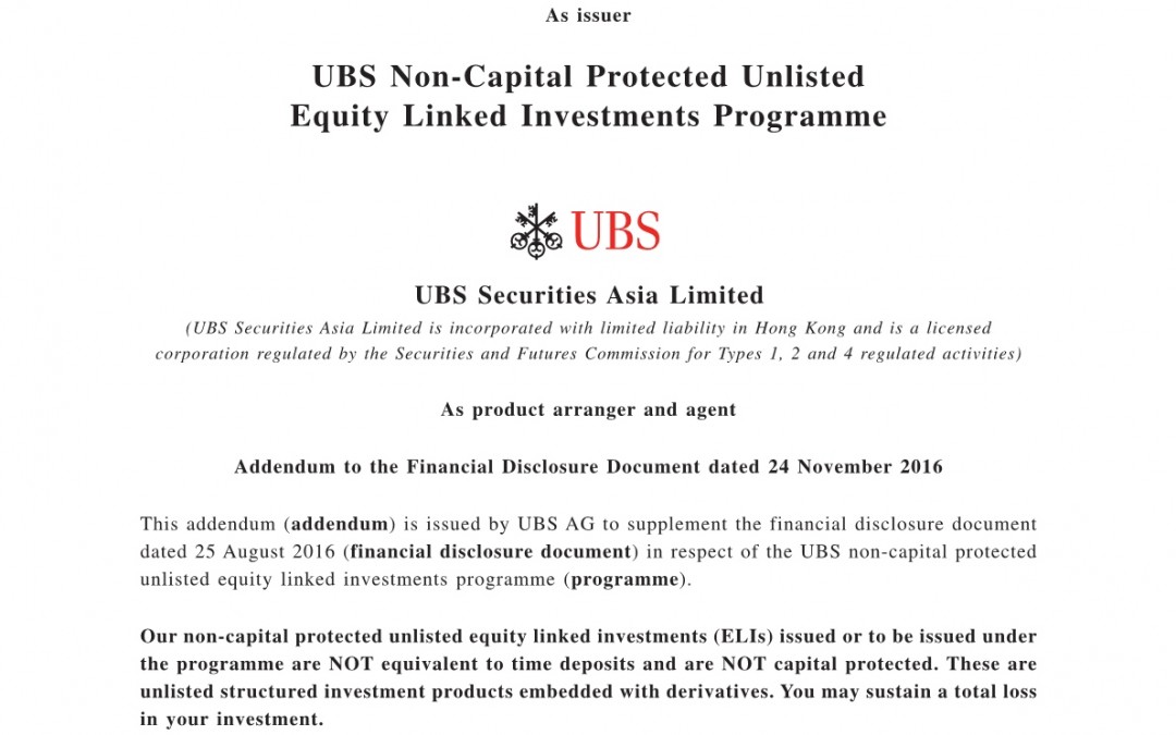 UBS AG – ADD FDD