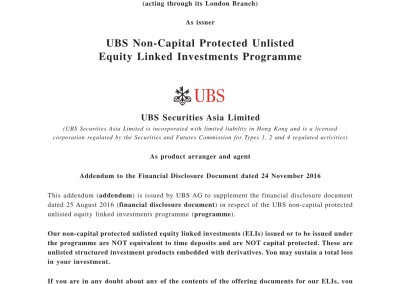 UBS AG – ADD FDD