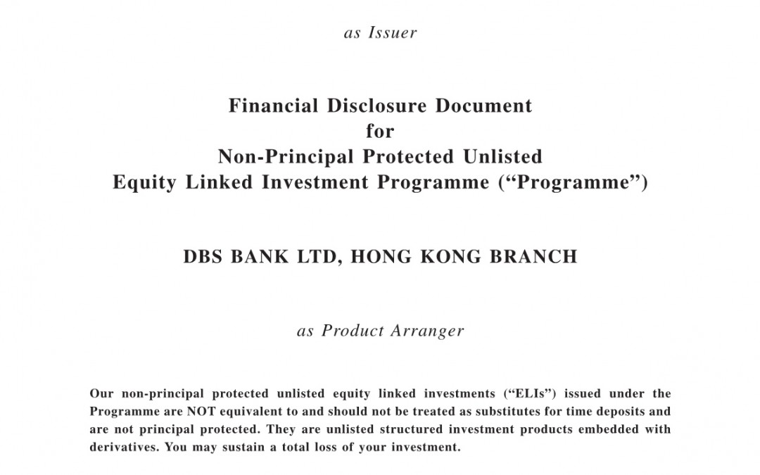 DBS Bank Ltd, Hong Kong Branch – Financial Disclosure Document