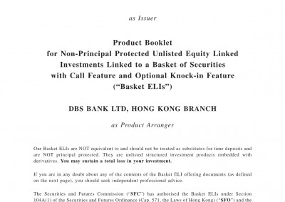 DBS Bank Ltd, Hong Kong Branch – Product Booklet (Basket ELIs)