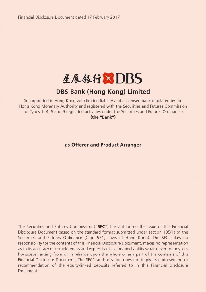 DBS Bank (Hong Kong) Limited – Financial Disclosure Document