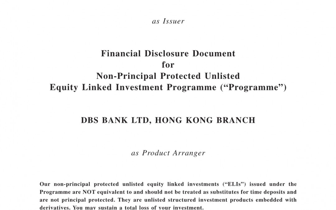 DBS Bank Ltd, Hong Kong Branch – Financial Disclosure Document