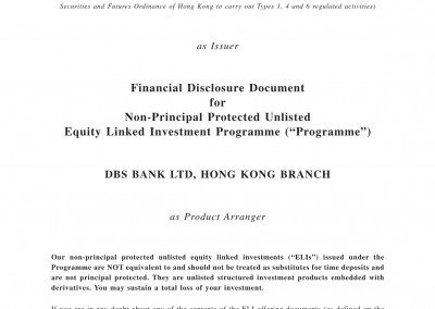 DBS Bank Ltd, Hong Kong Branch – Financial Disclosure Document