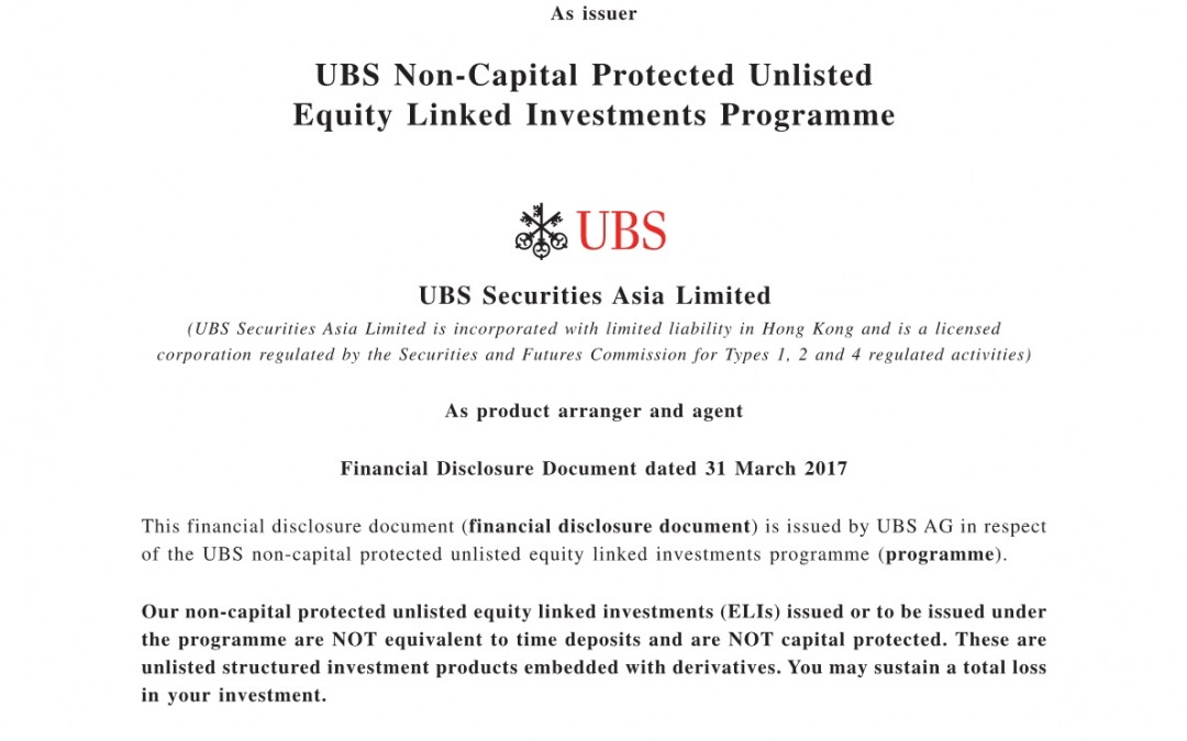 UBS AG – Financial Disclosure Document
