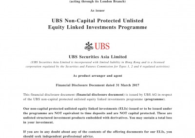 UBS AG – Financial Disclosure Document