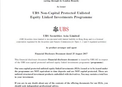 UBS AG – Financial Disclosure Document