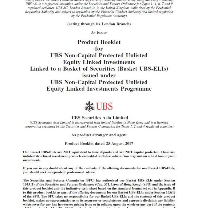 UBS AG – Product Booklet (Basket)