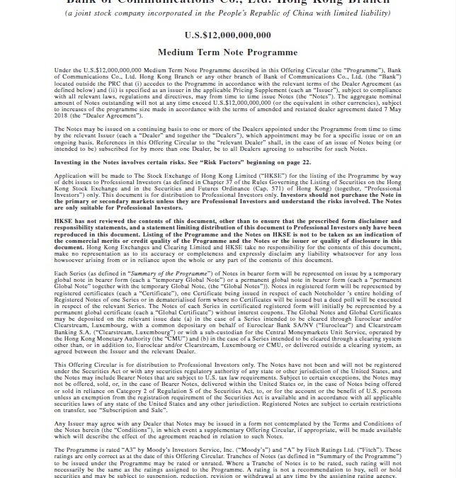 Bank of Communications Co., Ltd. Hong Kong Branch