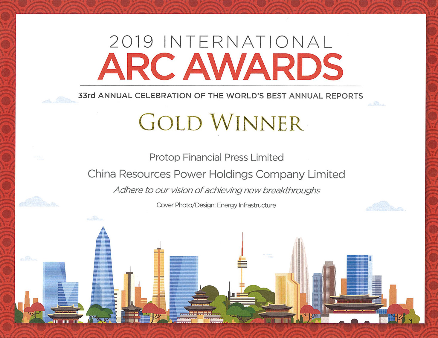 China Resources Power Holdings Company Limited – 2019 ARC AWARDS GOLD WINNER Cover Photo/Design: Energy Infrastructure