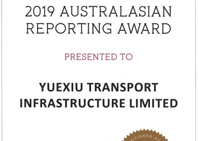 YUEXIU TRANSPORT INFRASTRUCTURE LIMITED – 2019 AUSTRALASIAN REPORTING AWARD BRONZE AWARD