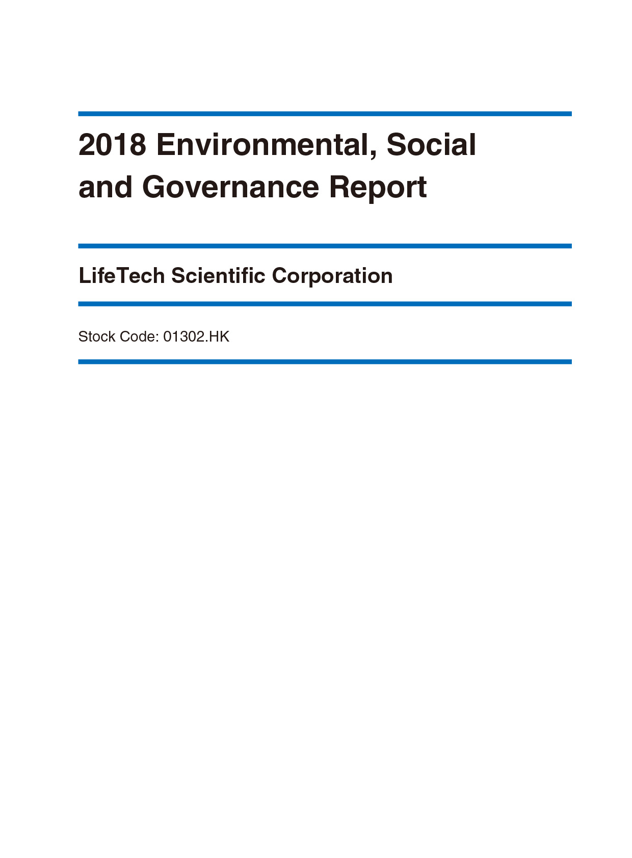 LifeTech Scientific Corporation ESG