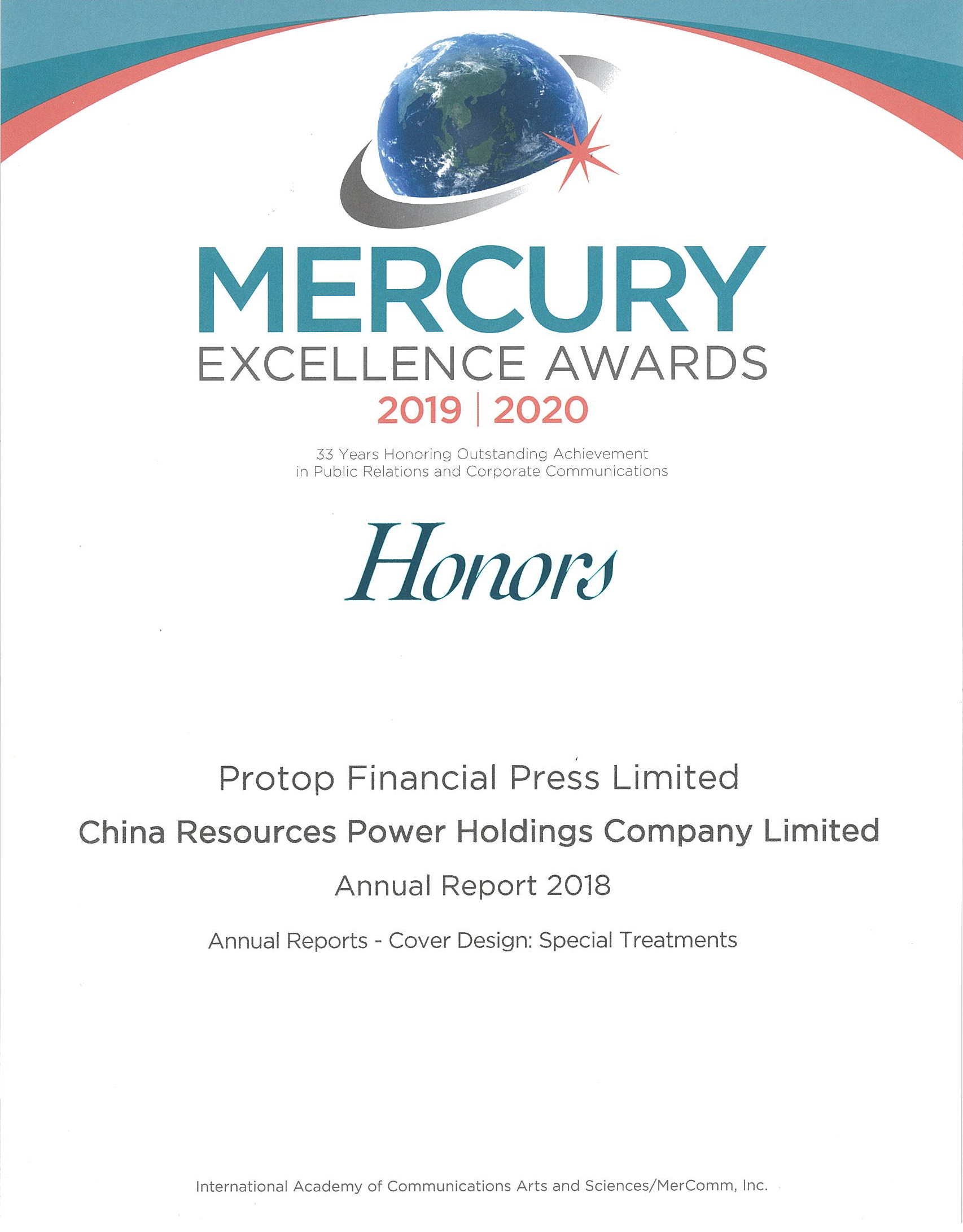 China Resources Power Holdings Co., Ltd. – 2019 Honors